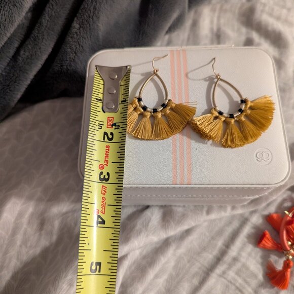Yellow Tassel Earrings - Picture 2 of 4